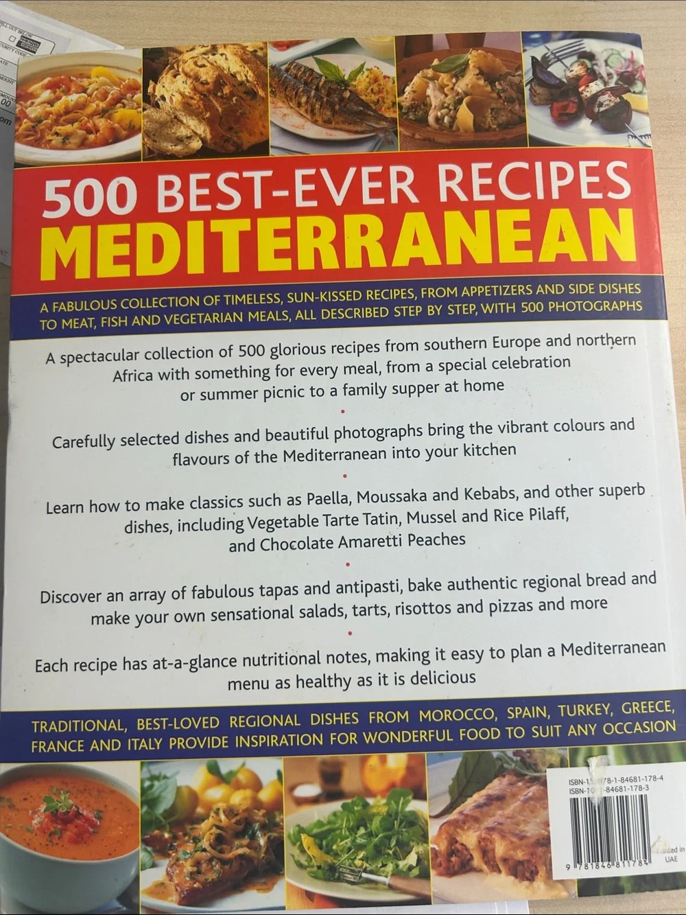 500 Best-Ever Recipes Mediterranean Cookbook - Bright Red & Yellow Cover